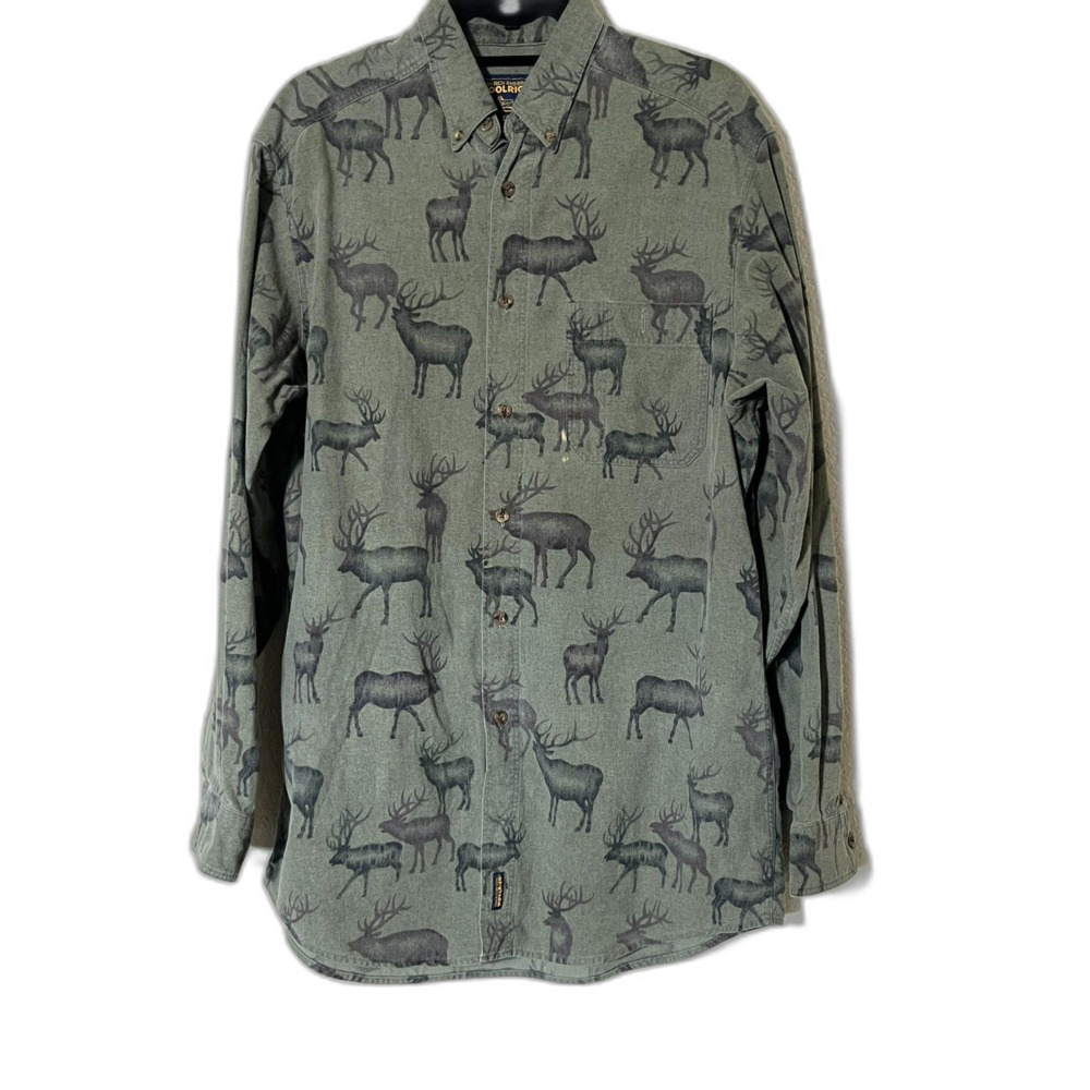 VTG Woolrich Elk Green Flannel Long Sleeve XL Hunting Outdoors READ Cabincore